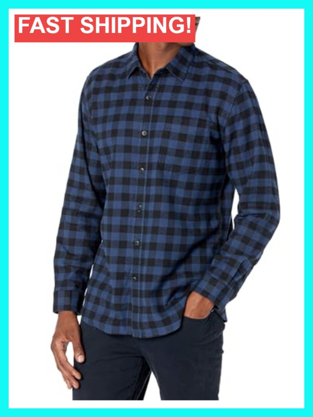 Men's Regular Fit Brushed Cotton Flannel Long-Sleeve Button Down Shirt